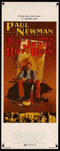 9b301 LIFE & TIMES OF JUDGE ROY BEAN  insert '72 John Huston, art of Paul Newman by Richard Amsel!