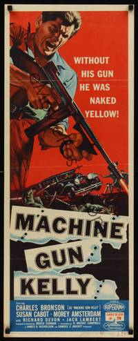 9b320 MACHINE GUN KELLY  insert '58 cool art of Charles Bronson w/gun, Roger Corman, AIP!