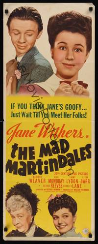 9b321 MAD MARTINDALES  insert '42 if you think Jane Withers is goofy, wait till you meet her folks!
