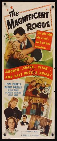 9b326 MAGNIFICENT ROGUE  insert '47 Warren Douglas is fast with a chick & heelarious!