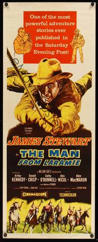 9b329 MAN FROM LARAMIE  insert '55 cool art of cowboy James Stewart, directed by Anthony Mann!