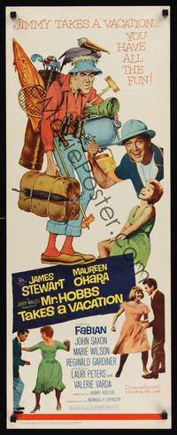 9b358 MR. HOBBS TAKES A VACATION  insert '62 great wacky artwork of tourist Jimmy Stewart!