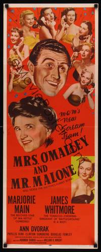 9b361 MRS. O'MALLEY & MR. MALONE  insert '51 Marjorie Main & Whitmore tickle nation's funny bone!