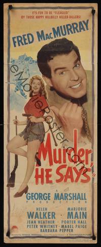 9b362 MURDER HE SAYS  insert '45 classic Fred MacMurray hillbilly killer-diller!