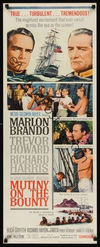 9b364 MUTINY ON THE BOUNTY   insert '62 Marlon Brando, cool seafaring art of ship by Smith!