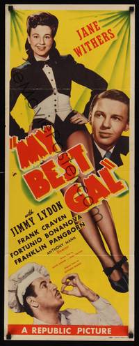 9b365 MY BEST GAL  insert '44 Anthony Mann directed, pretty Jane Withers w/Jimmy Lydon!