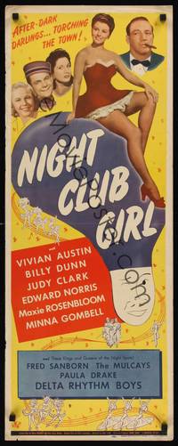 9b370 NIGHT CLUB GIRL   insert '44 Vivian Austin, Billy Dunn, Judy Clark, torching the town!