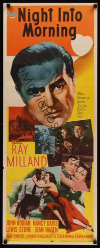 9b371 NIGHT INTO MORNING  insert '51 great dramatic art of alcoholic Ray Milland & family!