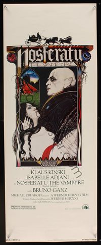 9b376 NOSFERATU THE VAMPYRE  insert '79 Klaus Kinski, Werner Herzog, classic Palladini vampire art!