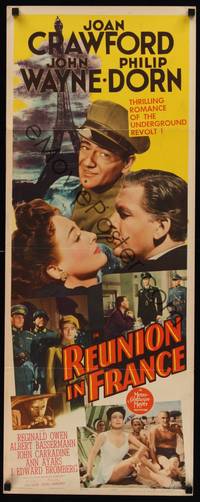 9b433 REUNION IN FRANCE  insert '42 John Wayne, Joan Crawford, Jules Dassin directed!