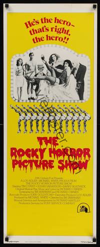 9b443 ROCKY HORROR PICTURE SHOW  int'l insert '75 wacky image of 'the hero' Tim Curry & cast!