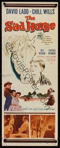 9b450 SAD HORSE  insert '59 art of David Ladd & title horse, Chill Wills, Rex Reason!