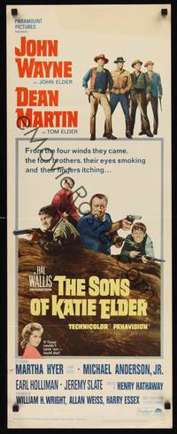 9b490 SONS OF KATIE ELDER  insert '65 Martha Hyer, great line up of John Wayne, Dean Martin & more!