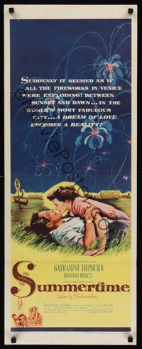 9b513 SUMMERTIME   insert '55 romantic art of Katharine Hepburn & Rossano Brazzi laying in grass!