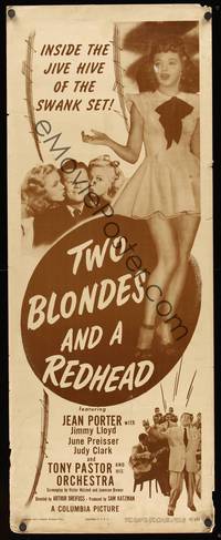 9b565 TWO BLONDES & A REDHEAD  insert '47 Jean Porter, inside the jive hive of the swank set!