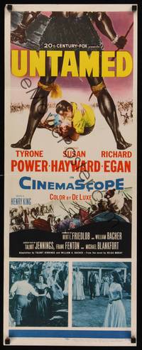 9b570 UNTAMED   insert '55 cool art of Tyrone Power & Susan Hayward in Africa with native tribe!