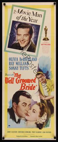 9b583 WELL GROOMED BRIDE  insert '46 great art of Olivia de Havilland & Ray Milland kiss close up!