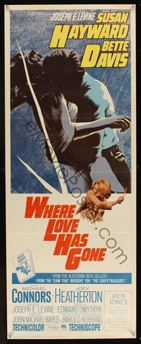 9b587 WHERE LOVE HAS GONE  insert '64 Susan Hayward, Bette Davis, trashy Harold Robbins!