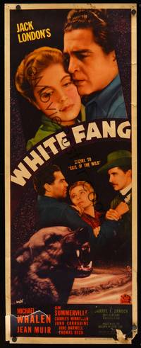 9b589 WHITE FANG   insert '36 Michael Whalen, Jean Muir, John Carradine, Jack London novel!