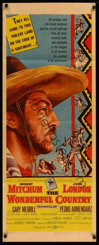 9b602 WONDERFUL COUNTRY  insert '59 Texan Robert Mitchum in sombrero, Julie London!