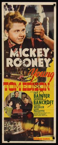 9b615 YOUNG TOM EDISON  insert '40 great close up of dedicated young inventor Mickey Rooney!