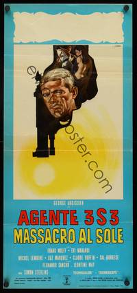 9b621 AGENTE 3S3 MASSACRE IN THE SUN  Italian locandina '66 cool Symeoni art of George Ardisson!