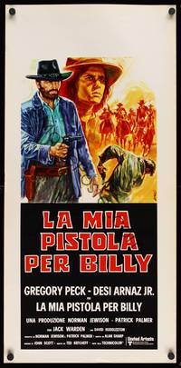 9b637 BILLY TWO HATS  Italian locandina '74 different Avelli art of cowboys Gregory Peck & Arnaz Jr