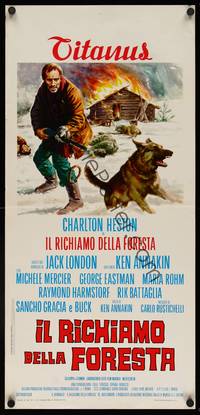 9b649 CALL OF THE WILD   Italian locandina '72 cool art of Charlton Heston w/gun!
