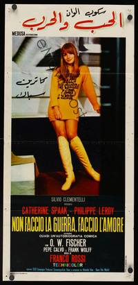 9b759 MAKE LOVE NOT WAR  Italian locandina '66 full-length image of sexy Catherine Spaak!
