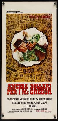 9b773 MORE DOLLARS FOR THE MACGREGORS  Italian locandina '70 action art of gunslinger & money!