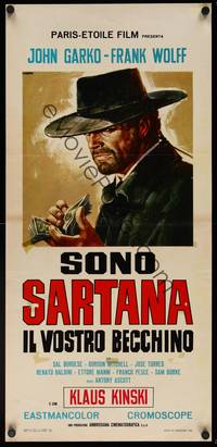 9b815 SARTANA THE GRAVEDIGGER  Italian locandina '69 Sono Sartana, il vostro becchino, Casaro art!