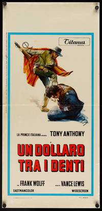 9b834 STRANGER IN TOWN   Italian locandina '67 Luigi Vanzi directed, art of Tony Anthony in action!