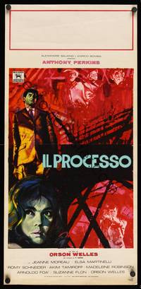 9b855 TRIAL   Italian locandina '62 Orson Welles' Le proces, art of Anthony Perkins & Moreau!