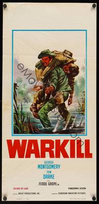 9b868 WARKILL  Italian locandina '68 George Montgomery, Tom Drake, WWII action art by Piovano!