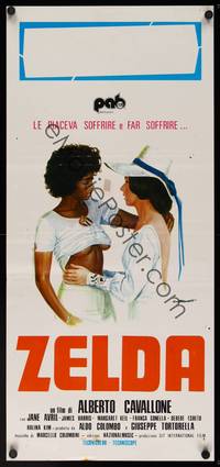 9b878 ZELDA  Italian locandina '74 sexy Ezio Tarantelli art of lesbians about to kiss!