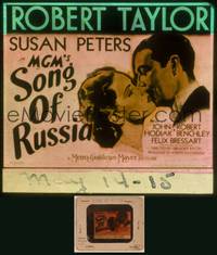 9c046 SONG OF RUSSIA glass slide '44 great romantic c/u art of Robert Taylor & Commie Susan Peters!