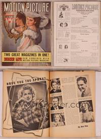 9c086 MOTION PICTURE magazine January 1942, Olivia De Havilland in fancy gown by mirror!