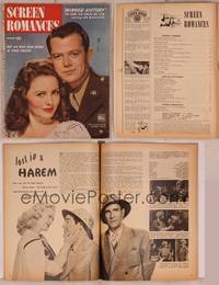 9c109 SCREEN ROMANCES magazine December 1944, Jeanne Crain & Lon McCallister in Winged Victory!