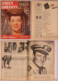 9c099 SCREEN ROMANCES magazine February 1944, close portrait of Rosalind Russell in What a Woman!