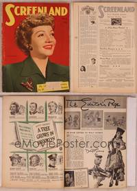 9c112 SCREENLAND magazine March 1945, portrait of Claudette Colbert in Practically Yours!