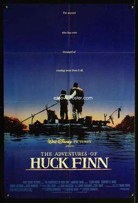 9d017 ADVENTURES OF HUCK FINN DS 1sh '93 Elijah Wood as Huckleberry, Courtney Vance as Jim!