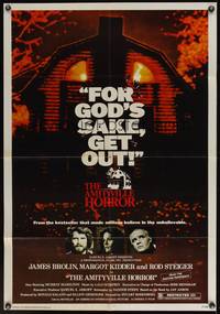 9d030 AMITYVILLE HORROR 1sh '79 AIP, great image of haunted house, for God's sake get out!