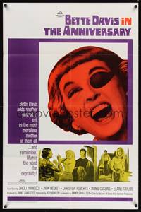 9d038 ANNIVERSARY 1sh '67 Bette Davis with funky eyepatch in English horror!