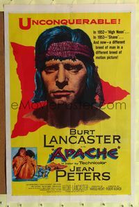 9d039 APACHE 1sh '54 Robert Aldrich, Native American Burt Lancaster & Jean Peters!