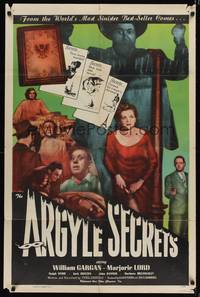 9d043 ARGYLE SECRETS 1sh '48 film noir from the world's most sinister best-seller!