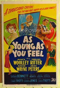 9d046 AS YOUNG AS YOU FEEL 1sh '51 great art including young sexy Marilyn Monroe!