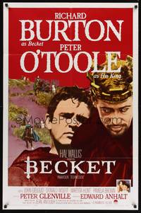 9d057 BECKET 1sh '64 Richard Burton in the title role, Peter O'Toole, John Gielgud