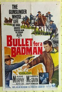 9d097 BULLET FOR A BADMAN 1sh '64 cowboy Audie Murphy is framed for murder by Darren McGavin!