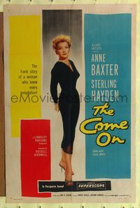 9d133 COME ON 1sh '56 full-length image of very sexy bad girl Anne Baxter!