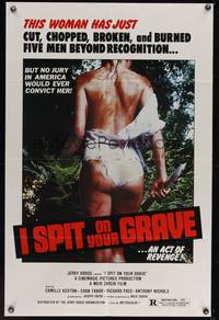 9d442 I SPIT ON YOUR GRAVE 1sh '78 classic image of woman who tortured 5 men beyond recognition!